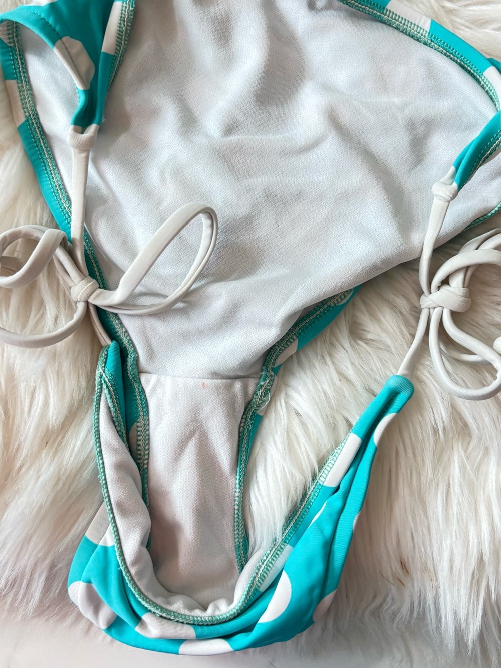 The Bikini Lab Turquoise and White Polka Dot Bikini Set - Picture 3 of 8